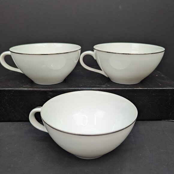Harmony House Fine China 3857 Nora Platinum Trim 6 Oz Footed Teacup Lot of 3 - Picture 4 of 10